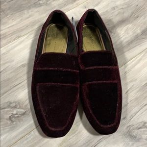 Zara Burgandy velvet loafers